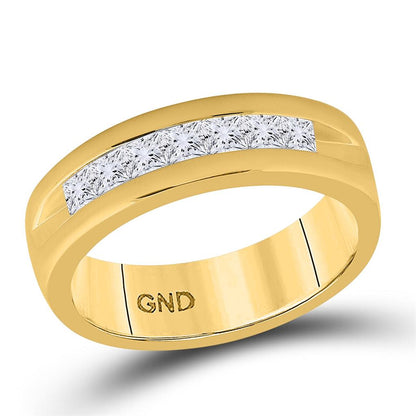 14k Yellow Gold Princess Diamond Wedding Band 1 Cttw