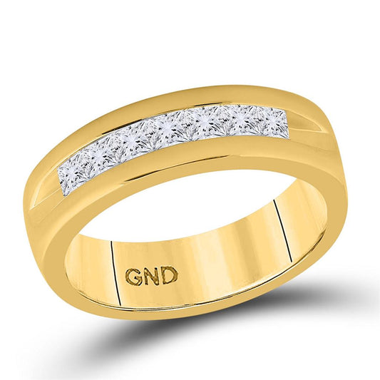 14k Yellow Gold Princess Diamond Wedding Band 1 Cttw