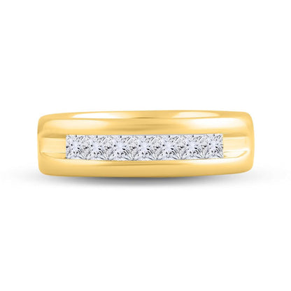 14k Yellow Gold Princess Diamond Wedding Band 1 Cttw
