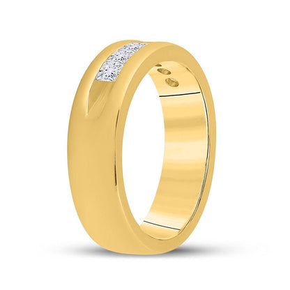 14k Yellow Gold Princess Diamond Wedding Band 1 Cttw