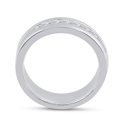 14k White Gold Machine Set Princess Diamond Wedding Channel Band Ring 1 Cttw