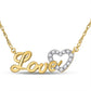 10k Yellow Gold Round Diamond Heart Love Pendant Necklace 1/6 Cttw