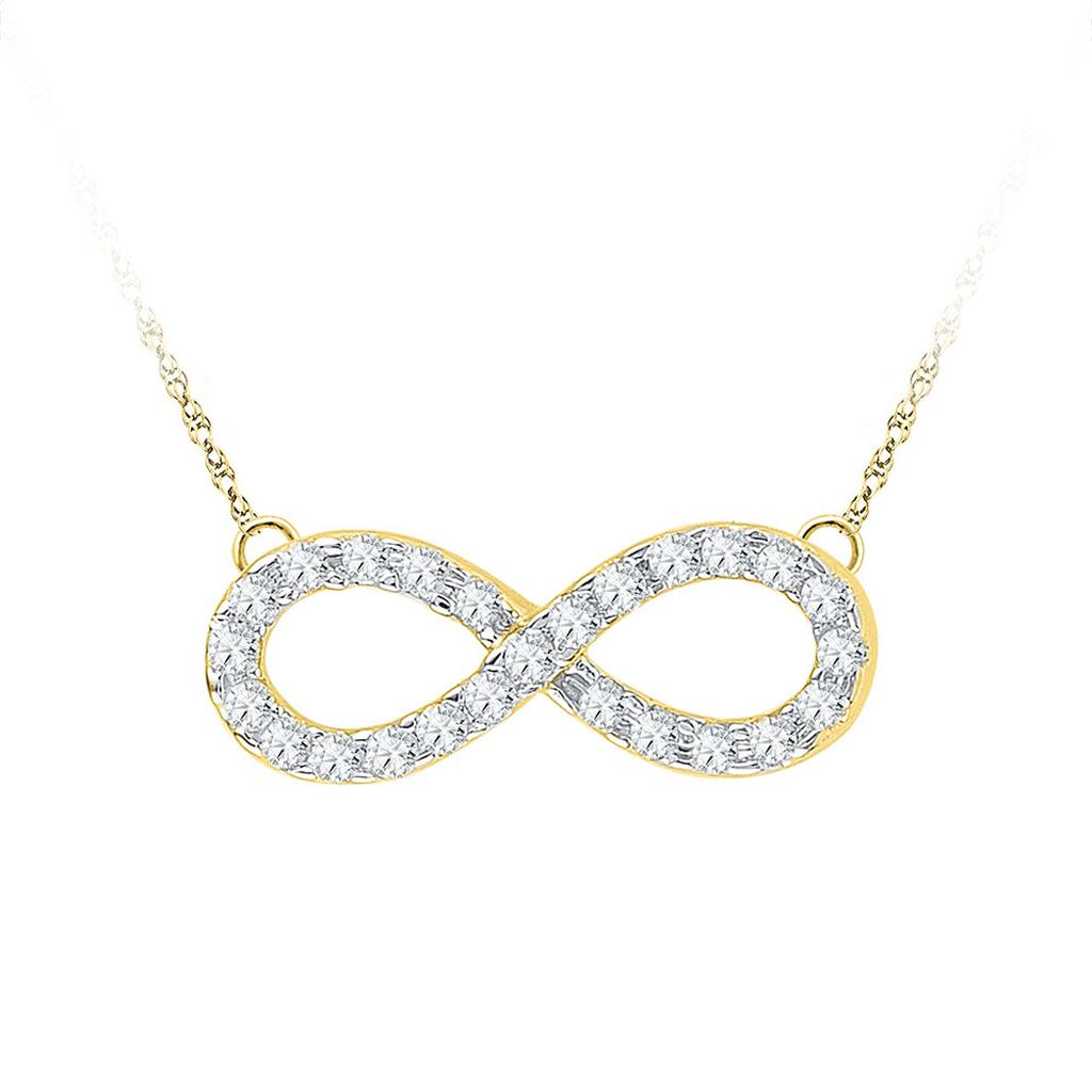 10k Yellow Gold Round Diamond Infinity Pendant Necklace 1/5 Cttw