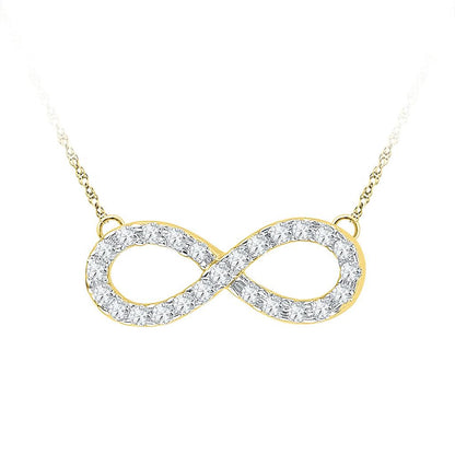 10k Yellow Gold Round Diamond Infinity Pendant Necklace 1/5 Cttw