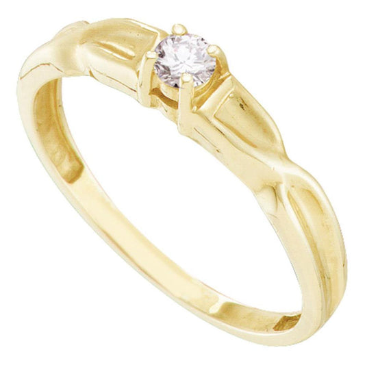 10k Yellow Gold Round Diamond Solitaire Promise Ring 1/10 Cttw