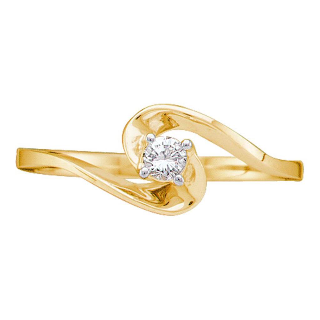 10k Yellow Gold Round Diamond Round Swirl Promise Ring 1/10 Cttw