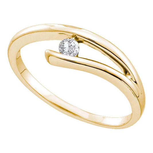 14k Yellow Gold Round Diamond Solitaire Promise Ring 1/10 Cttw