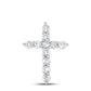 14k White Gold Round Diamond Cross Religious Pendant 1/3 Cttw