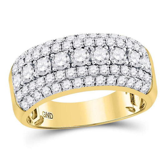 14k Yellow Gold Round Diamond Band Ring 2 Cttw