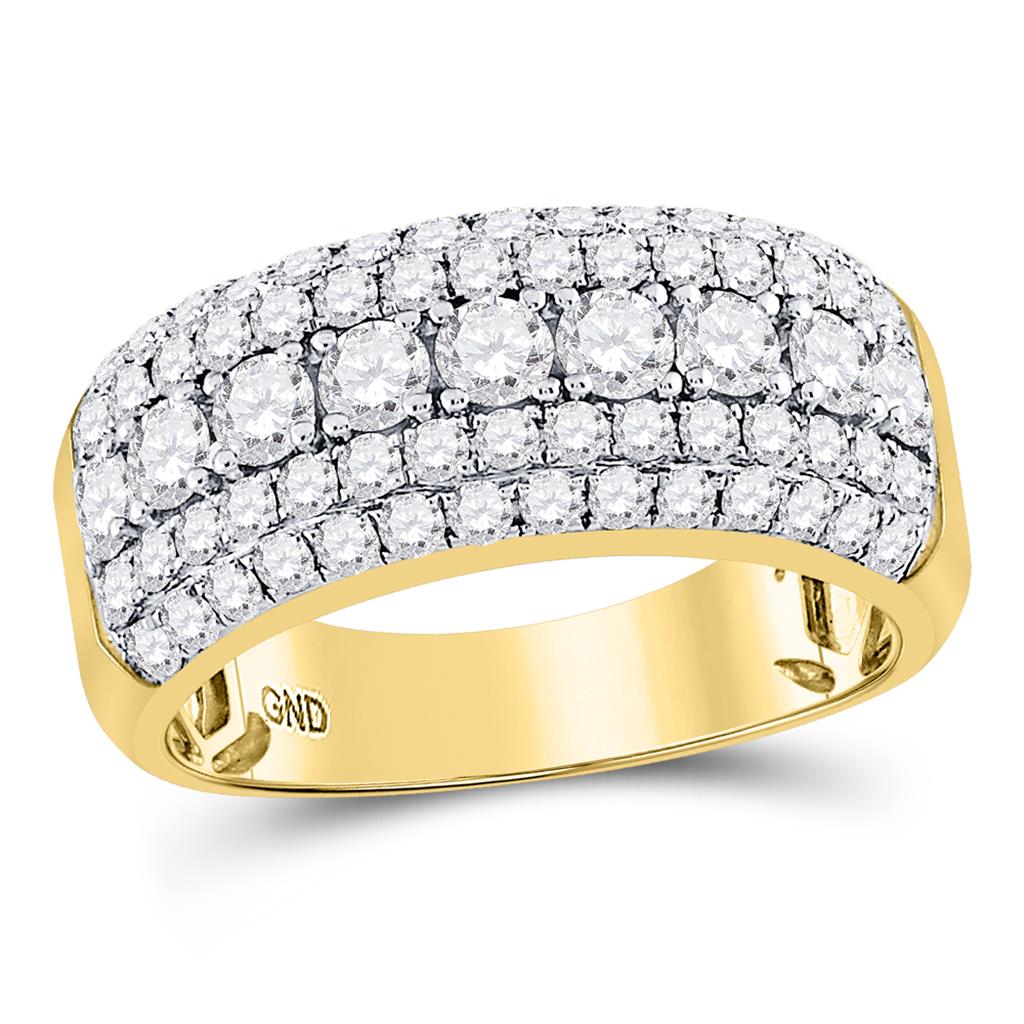 14k Yellow Gold Round Diamond Band Ring 2 Cttw