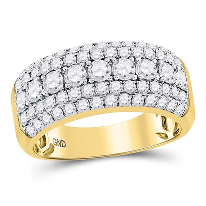 14k Yellow Gold Round Diamond Band Ring 2 Cttw