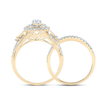 14k Yellow Gold Round Diamond Bridal Wedding Ring Set 1-1/4 Cttw
