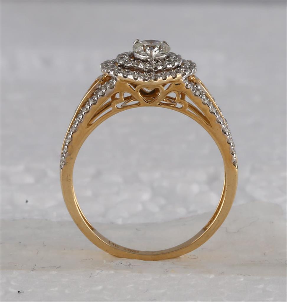14k Yellow Gold Round Diamond Bridal Wedding Ring Set 1-1/5 Cttw (Certified)
