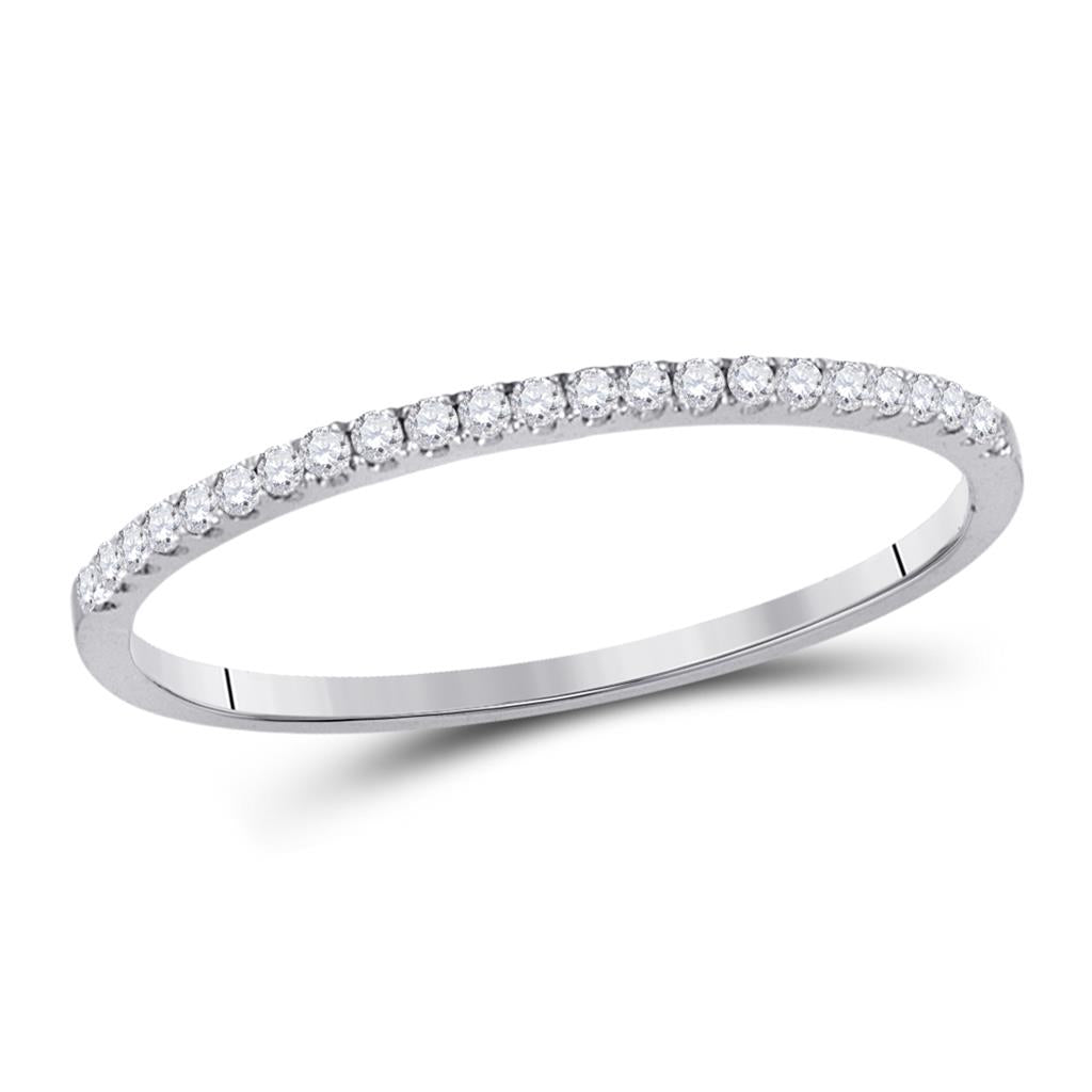 14k White Gold Round Diamond Timeless Stackable Band Ring 1/8 Cttw
