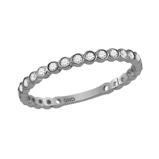 14k White Gold Round Diamond Stackable Band Ring 1/6 Cttw Size 7.5