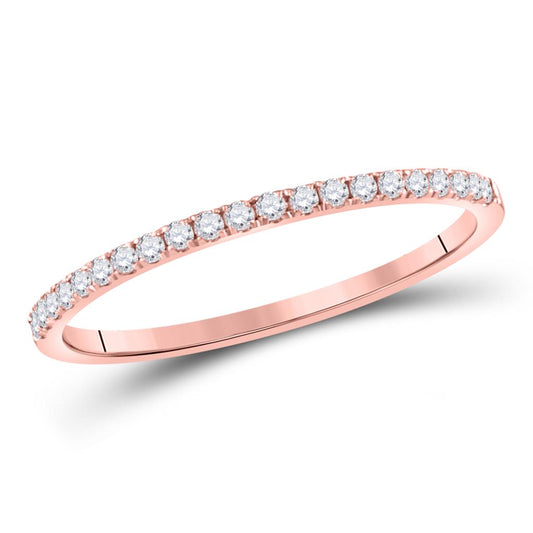 14k Rose Gold Round Diamond Stackable Band Ring 1/6 Cttw