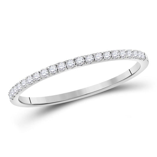 14k White Gold Round Diamond Stackable Band Ring 1/6 Cttw Size 6