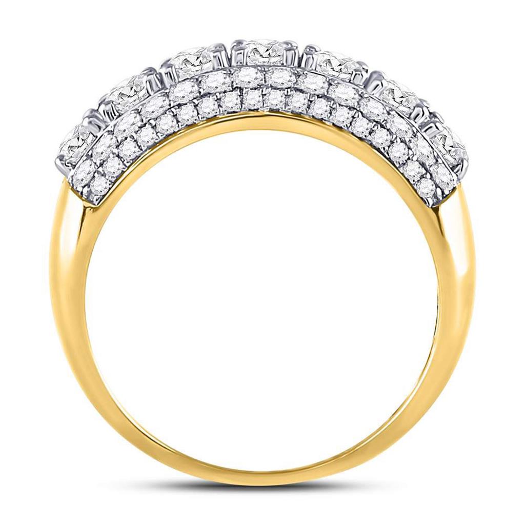 14kt Yellow Gold Round Diamond Triple Row Band Ring 2 Cttw