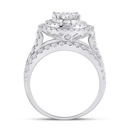 14k White Gold Round Diamond Oval Bridal Engagement Ring 3 Cttw