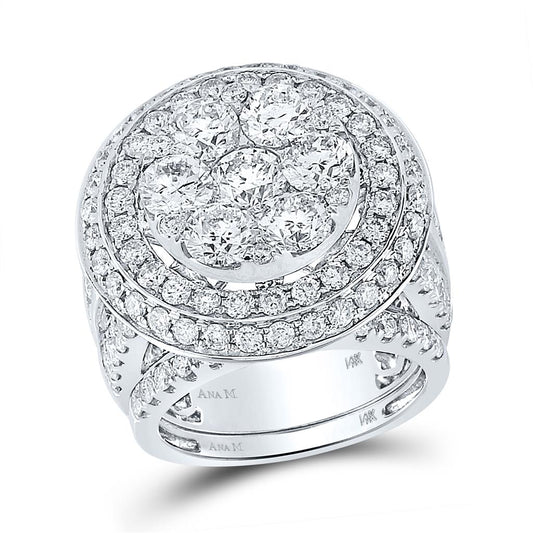 14k White Gold Diamond Bridal Wedding Ring Set 7 Cttw