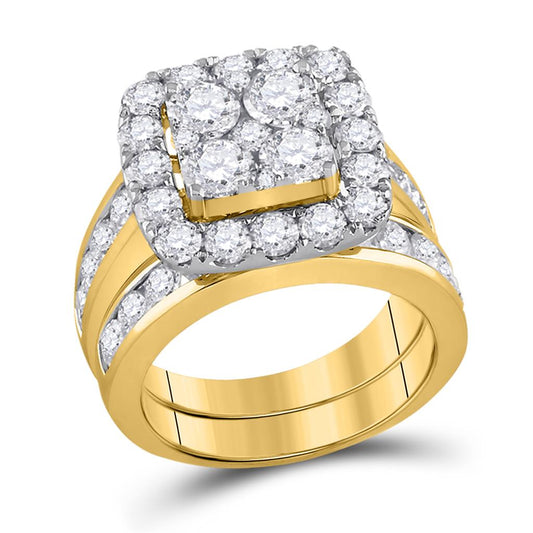 14k Yellow Gold Round Diamond Bridal Wedding Ring Set 4-1/4 Cttw