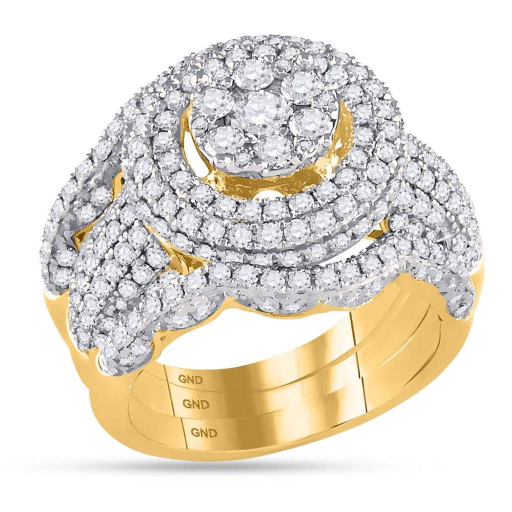 14k Yellow Gold Diamond Bridal Wedding Ring Set 2-1/2 Cttw