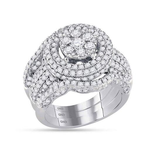 14k White Gold Diamond Bridal Wedding Ring Set 2-1/2 Cttw