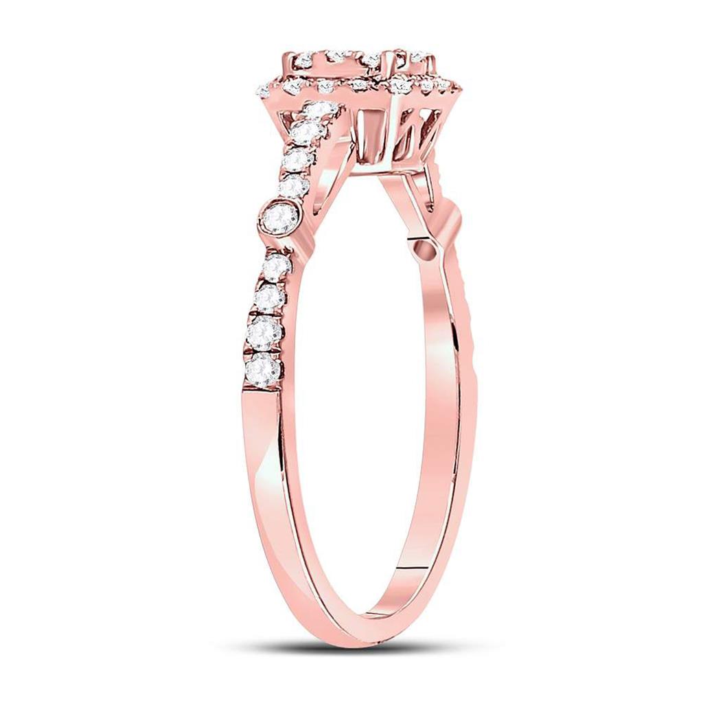 14k Rose Gold Round Diamond Square Cluster Bridal Engagement Ring 1/2 Cttw