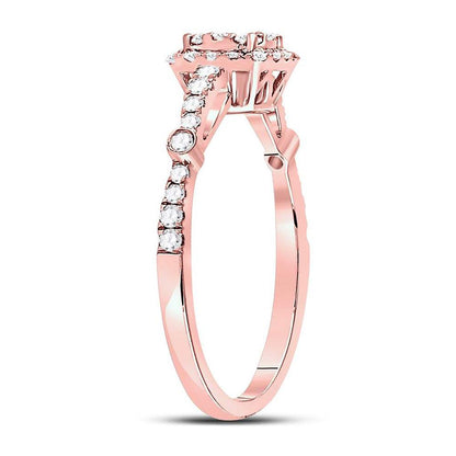 14k Rose Gold Round Diamond Square Cluster Bridal Engagement Ring 1/2 Cttw
