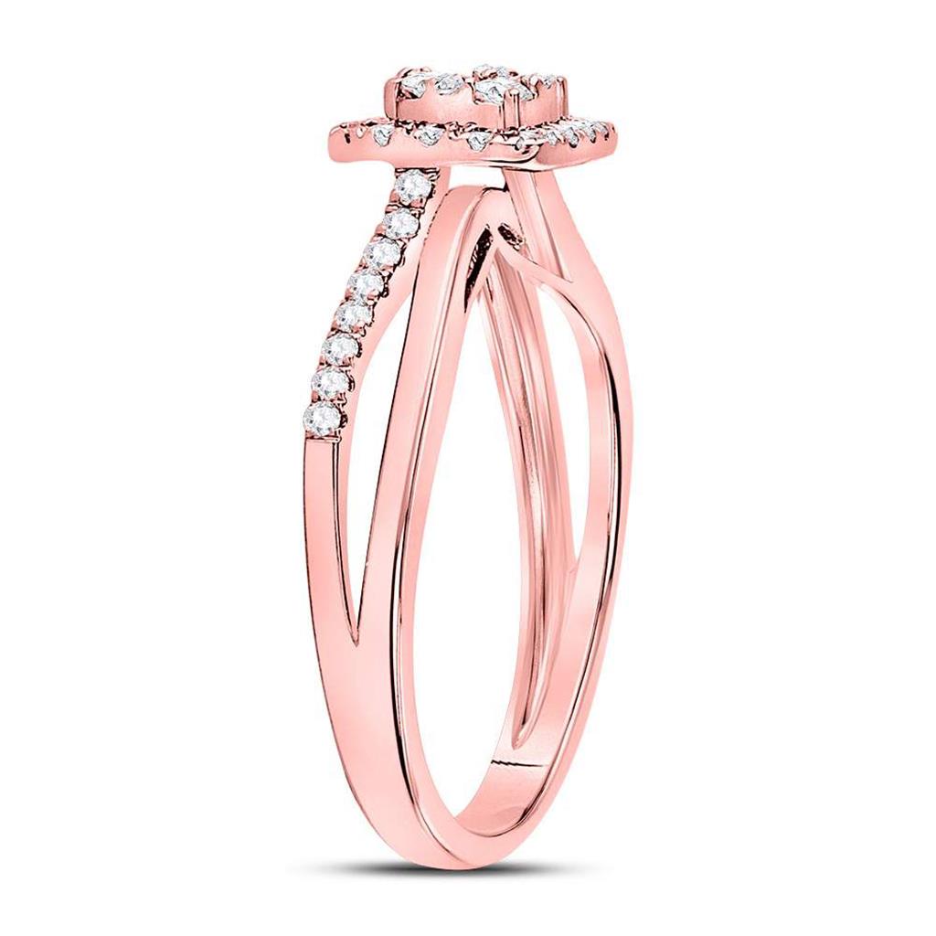 14k Rose Gold Round Diamond Square Bridal Engagement Ring 1/2 Cttw