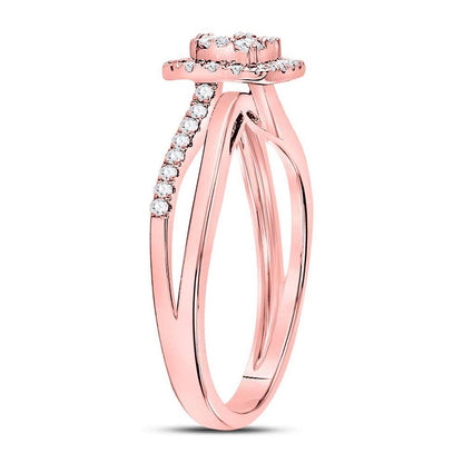14k Rose Gold Round Diamond Square Bridal Engagement Ring 1/2 Cttw