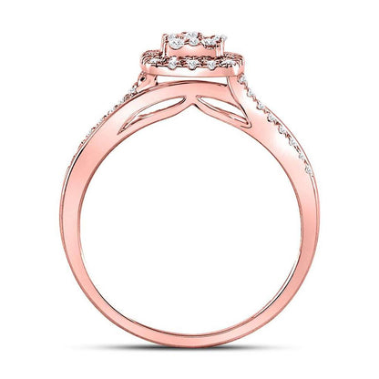 14k Rose Gold Round Diamond Square Bridal Engagement Ring 1/2 Cttw