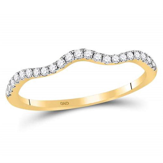 10kt Yellow Gold Round Diamond Contoured Stackable Band Ring 1/5 Cttw