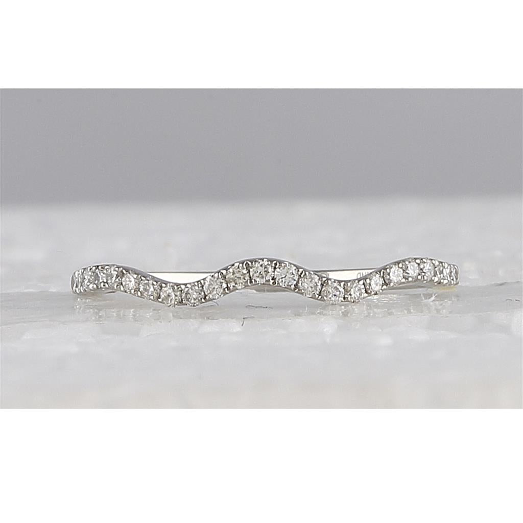 14k White Gold Round Diamond Contoured Stackable Band Ring 1/5 Cttw