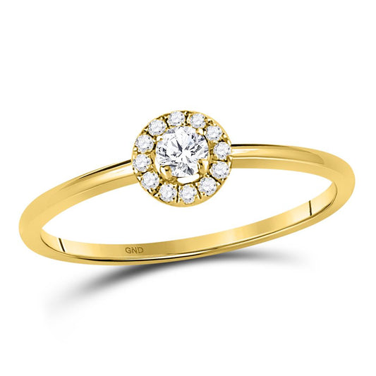 10k Yellow Gold Round Diamond Solitaire Stackable Band Ring 1/5 Cttw