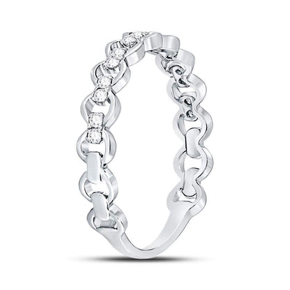 14kt White Gold Round Diamond Link Stackable Band Ring 1/8 Cttw