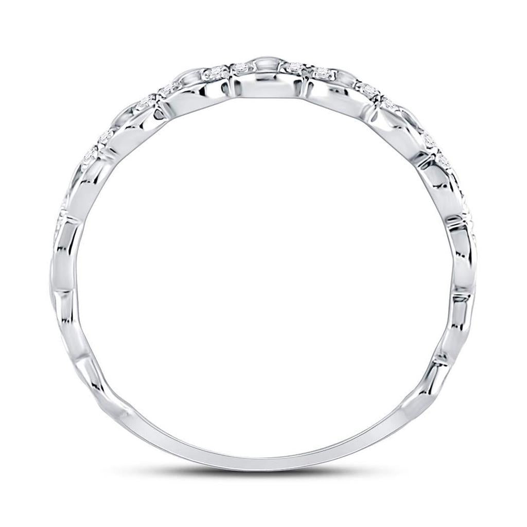 14kt White Gold Round Diamond Link Stackable Band Ring 1/8 Cttw