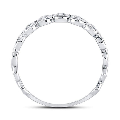 14kt White Gold Round Diamond Link Stackable Band Ring 1/8 Cttw