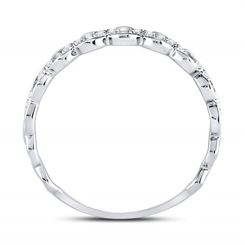 14kt White Gold Round Diamond Link Stackable Band Ring 1/8 Cttw