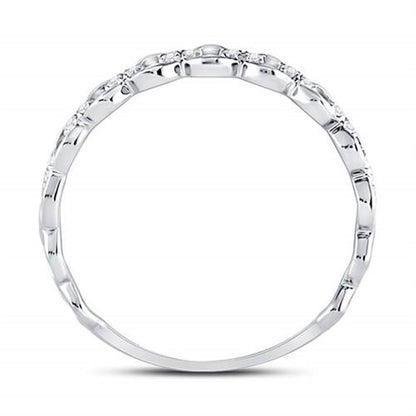 14kt White Gold Round Diamond Link Stackable Band Ring 1/8 Cttw
