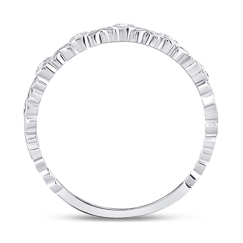 14k White Gold Round Diamond XOXO Love Stackable Band Ring 1/12 Cttw