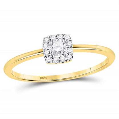 10kt Yellow Gold Round Diamond Solitaire Stackable Band Ring 1/5 Cttw