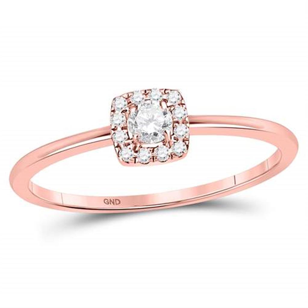 10kt Rose Gold Round Diamond Solitaire Stackable Band Ring 1/5 Cttw