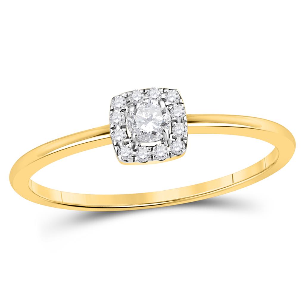 14kt White Gold Round Diamond Solitaire Stackable Band Ring 1/5 Cttw