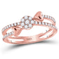 14kt Rose Gold Round Diamond Finger Wrap Heart Cluster Band Ring 1/3 Cttw