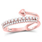 14k Rose Gold Round Diamond Fashion Heart Ring 3/8 Cttw