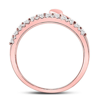 14k Rose Gold Round Diamond Fashion Heart Ring 3/8 Cttw