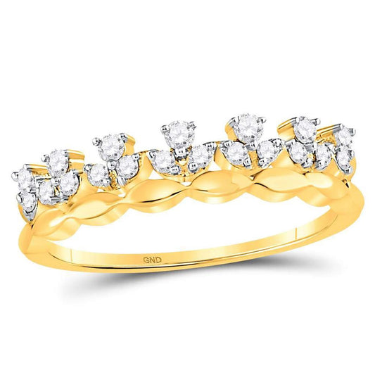14k Yellow Gold Round Diamond Stackable Band Ring 1/4 Cttw