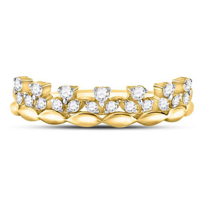 14k Yellow Gold Round Diamond Stackable Band Ring 1/4 Cttw