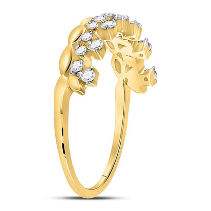 14k Yellow Gold Round Diamond Stackable Band Ring 1/4 Cttw